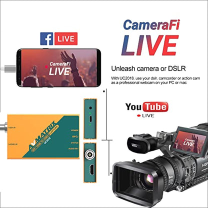 AVMATRIX UC2018 Video Capture Card SDI&HDMI to USB 3.0(Gen1) 1080P60 Uncompressed (YUY2) Video Capture with Line in for Video Conferencing Telemedicine Online Education on OBS, Zoom, Teams, PC/Mac - color: SDI&HDMI input