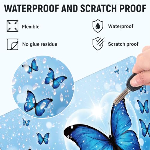 3Pcs Blue Butterfly Laptop Skin Sticker Universal Removable Vinyl Stickers Fits for 12.1 13 14 15.6 16 Inch Waterproof Notebook Decal Cover Gift - color: blue