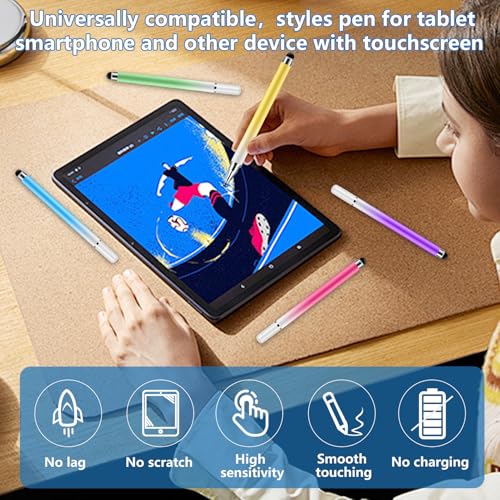 5 Pack 2 in 1 Stylus Pen for Touchscreen,iPad,iPhone,Stylus Pens | LAPOCOVER Stylus Pens,High Precision & Sensitivity, Compatible for iPad/Android Tablets, Laptop and Touchscreens - color: Blue/Green/Pink/Purple/Yellow