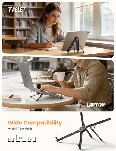 Lamicall Ultra Lightweight Laptop Stand for Desk + 360 Rotating Adjustable Laptop Stand for Desk