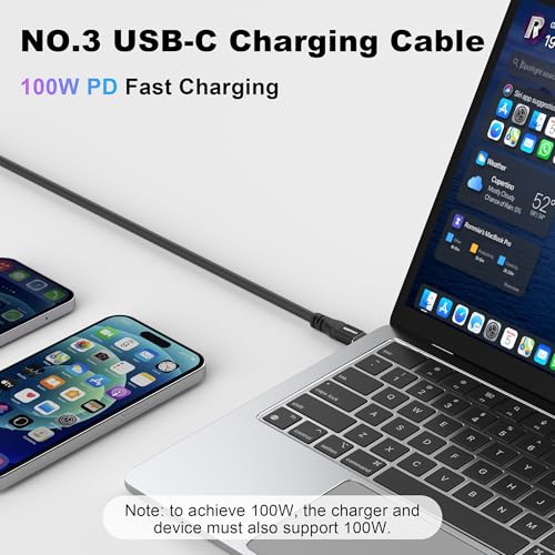 USB C to Ethernet Cable 10FT, 2-IN-1 USB C to RJ45 Adapter (1Gbsp Ethernet) & USB C Cable (10G/4K/100W), Thunderbolt 4/5 Compatible, Ideal for MacBook, iPad Pro, XPS, Surface Pro, Essential for Travel - size: 10 FT
