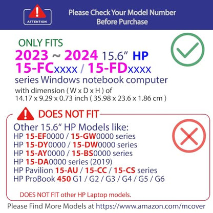 mCover Case Compatible ONLY for 2023-2024 15.6-inch HP Laptop 15-FCxxxx / 15-FDxxxx Series Windows Notebook PC (NOT Fitting Any Other HP Laptop Models) - Blue - color: Blue