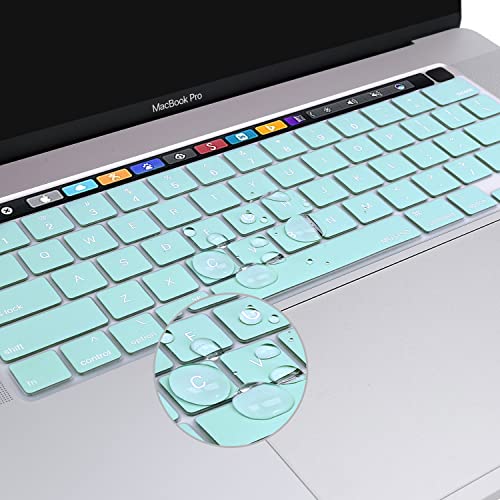 MOSISO Keyboard Cover Compatible with MacBook Pro 13 inch M2 M1 | 2023-2020 A2338 A2289 A2251&Compatible with MacBook Pro 16 2020 2019 A2141 Touch ID, Protective Silicone Skin, Water Cyan - color: Water Cyan