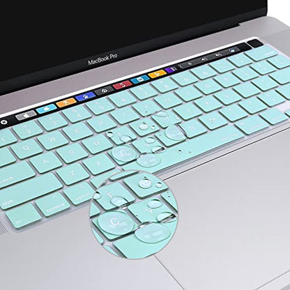 MOSISO Keyboard Cover Compatible with MacBook Pro 13 inch M2 M1 | 2023-2020 A2338 A2289 A2251&Compatible with MacBook Pro 16 2020 2019 A2141 Touch ID, Protective Silicone Skin, Water Cyan - color: Water Cyan