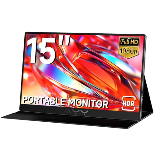 AYY Portable Monitor for Laptop 15 Inch, FHD 1080P USB-C HDMI Travel Monitor External for Computer, Second Display HDR IPS Gaming Monitor Extender for PC MAC Phone PS4/5 Xbox Switch, Built-in Speakers - size: 15 inch, style: 60Hz/IPS/1080P