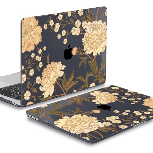 Mektron Case for MacBook Air 13 inch M1 A2337 A2179 A1932,Hard Cover 2018-2021 Air 13-inch with Touch ID, Exclusively Designed Protective Shell with Keyboard Skin+Screen Protector, Peony Flowers C186 - color: Peony Flowers C186