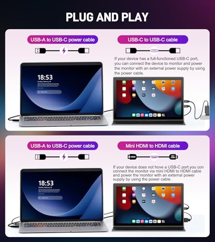 10.1 inch Portable Touchscreen Monitor, Screen Extender 1920x1200 IPS Travel Small Monitor with Cover, USB-C HDMI Computer Touch Screen Display for Laptop Windows PC, PS5/4 Xbox No Touch - size: 10 inch