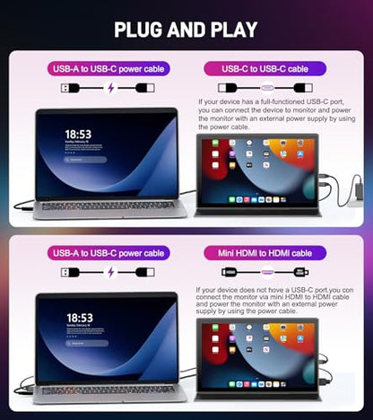 10.1 inch Portable Touchscreen Monitor, Screen Extender 1920x1200 IPS Travel Small Monitor with Cover, USB-C HDMI Computer Touch Screen Display for Laptop Windows PC, PS5/4 Xbox No Touch - size: 10 inch