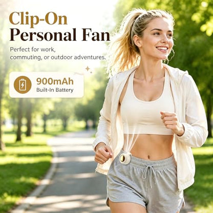 Portable Clip-On Fan, Mini Bladeless Waist Fan, 5100RPM 25dB Ultra-Quiet 3-Speed Rechargeable Small Whirlwind Fan, Hands-Free Personal Cooling for Outdoor Travel Office Camping with USB-C - color: White