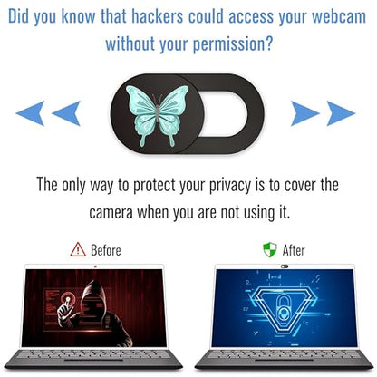 3pcs Plastic Camera Cover Webcam Cover Teal Butterfly Shutter Slider for PC Laptops Phone Lens Sticker for Privacy Protection. Ideal Gift for Christmas, Birthday, Anniversary Day