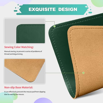Mouse Pad, PU Mouse Pad，Leather Mouse Pad with Stitched Edge Micro-Fiber Base with Non-Slip Waterproof，Mouse Pad for Computers，Laptop, 8x11Inch (Army Green) - color: Army Green, size: 8L x 11W inches