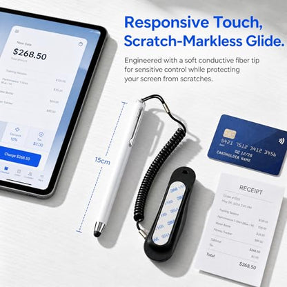 Capacitive Stylus Pen Anti Lost Design with Holder and Elastic Tether Portable Touch Pen for Tablets Smart Phones Laptops and Car GPS Ideal for Office Travel and Daily Vehicle Use