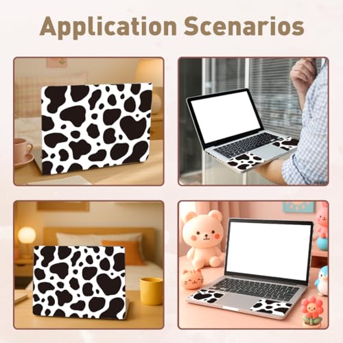 PLIGREAT Laptop Decal Sticker Skin Cover, Black White Cow Laptop Stickers Skins Decal Fits 12" 13" 13.3" 14" 15" Laptops Universal Removable Vinyl Notebook Art Protector Netbook PC Cover Decals - color: Black White Cow