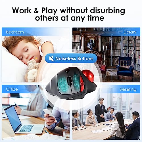 SANWA TB168 Wireless Trackball(USB-A & Type-C Receiver) + Bluetooth Numeric Keypad, Programmable Silent Buttons, 22-Key Portable Financial Accounting Numpad, Compatible with Mac, Laptop, Windows