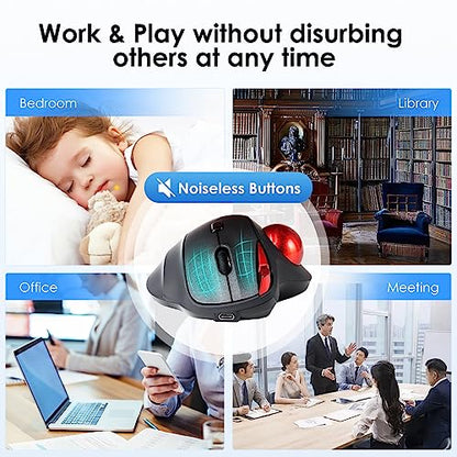 SANWA TB168 Wireless Trackball(USB-A & Type-C Receiver) + Bluetooth Numeric Keypad, Programmable Silent Buttons, 22-Key Portable Financial Accounting Numpad, Compatible with Mac, Laptop, Windows