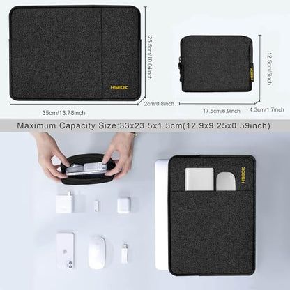 Hseok Laptop Case 13.3 14 inch Sleeve with Additional Case Compatible with MacBook Pro/Neo 14 inch M5/M4/M3/M2/M1 All Model of 13.3 Inch Mac Air/Pro, XPS 13 14 and More 13.3"-14" Notebooks,Black - color: Black