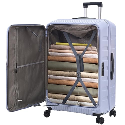 Kaleenie 29 Inch Checked Luggage with Expansion and Side Opening | Expandable Lightweight ABS+PC Hardshell Trunk Suitcase,Universal Wheels,YKK Zipper,50 * 31(35)*76cm, 117L~133L,Lilac Purple - color: Lilac Purple, size: 29 Inch
