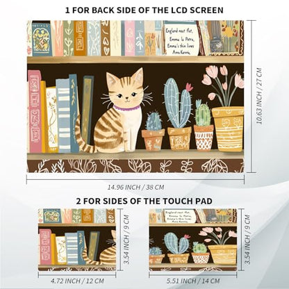 Universal Laptop Skin, DIY Cut-to-Fit Vinyl Cover Compatible with HP, Dell, Lenovo, Mac (13.3" to 15.6"), Anti-Scratch, No Residue & Bubble-Free Protective Decal Sticker, Cute Cat Bookshelf - color: Cute Cat Bookshelf