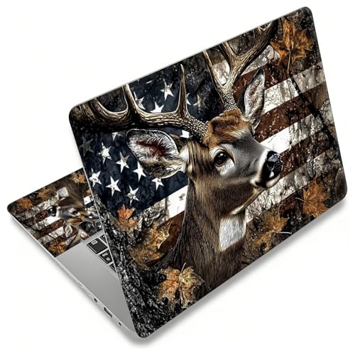 Laptop Skin Sticker for 12.1”-15.6“ Laptops (Fits 13”, 13.3”, 14”, 15”, 15.4”) | Protective Universal Reusable Vinyl Art Decal Cover | Waterproof & Scratch-Resistant- Deer America Flag Camouflage - color: Deer America Flag Camouflage