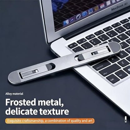 0.5cm Ultra Thin Invisible Laptop Stand, Foldable Mini Aluminum Laptop Riser, Portable Hidden Cooling Support Foot for MacBook 11-17 Inch Laptops& Tablets, 2 Adjustable Height Anti-Slip Notebook Stand