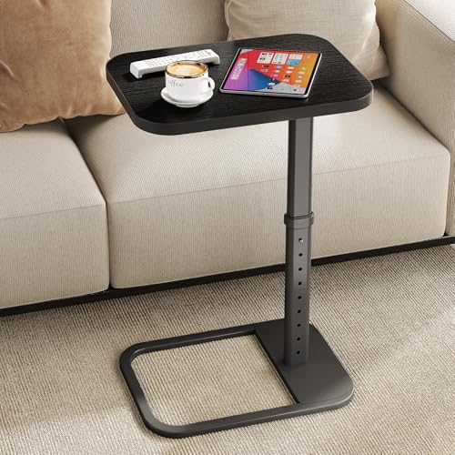 Kitstorack Upgraded TV Tray Table with Panel Lock, Adjustable Height & 90° Flip-Over Design, Sofa Arm End Side Table for Eating, Dinner, Snack, Laptop, Couch, Bed, Chair or Small Spaces, Black - color: Black, style: Auto-locking