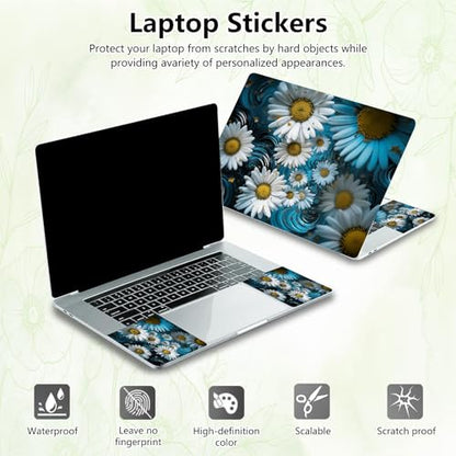 Laptop Skin Sticker Decal, Universal Reusable Vinyl Laptop Cover for 12" 13" 13.3" 14" 15" 15.4" 15.6" Notebook PC, Waterproof Scratch-Resistant with 2 Wrist Pads, Easy to Apply & Remove,Small Daisy - color: Small Daisy