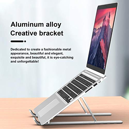 Laptop Stand Foldable Aluminum Alloy Lightweight Portable Adjustable Height Angle for 15.6 Inch Laptop Notebook Computer Stand with Anti Skid Silicone Pads