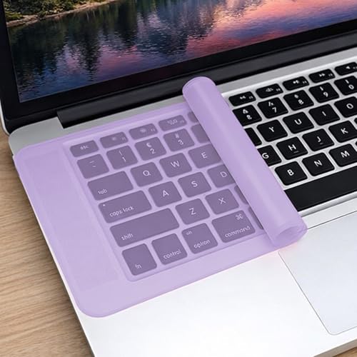 Laptop Keyboard Protector Silicone Transparent Cover for Dustproof Protection Compatible with 13-14 Inch (Purple) - color: purple