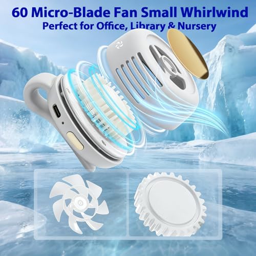 jintion Handheld Fan Portable Neck Waist Personal Mini Clip on Hand Fans Rechargeable Wearable for Shirt Belt That Deliver Refreshing Cool Breeze Under Held Cooling Wind Small 360° Rotatable - color: Green