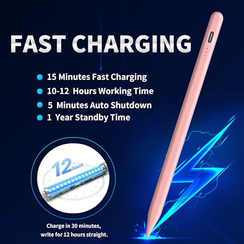 Stylus Pen Android for AMZ Tablet HD 10/Max 11 Compatible with Samsung/Lenovo,Accurate， Push-Button Switch On/Off,Long Battery Life+2Tips(NW Pink) - color: NW Pink