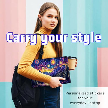Universal Laptop Skin Sticker Decal, Compatible with MacBook HP Dell Lenovo 12"-15.6", Reusable Vinyl Notebook Cover 3PCS Set, High-Recognition Film-Van Gogh Style Starry Night Lake - color: Van Gogh Style Starry Night Lake