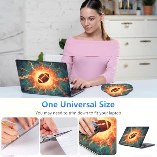 Laptop Skin Sticker Decal 15-15.6 Inch with Cute Mouse Pad, Universal Reusable Vinyl Sticker for 12.1 13 13.3 14 15.4 Inch Netbook and Notebook PC, Fiery Football - color: Fiery Football