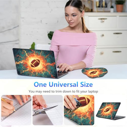 Laptop Skin Sticker Decal 15-15.6 Inch with Cute Mouse Pad, Universal Reusable Vinyl Sticker for 12.1 13 13.3 14 15.4 Inch Netbook and Notebook PC, Fiery Football - color: Fiery Football