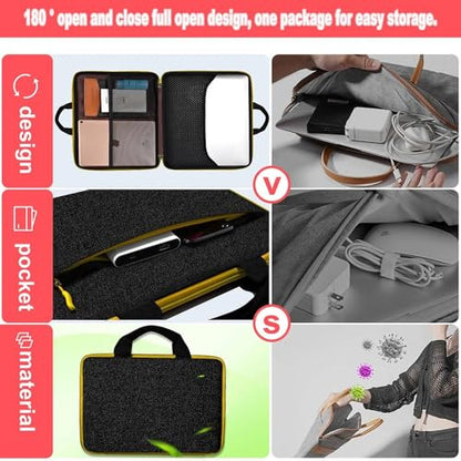 Hseok Laptop Case 13.3-14 Inch Sleeve,TSA Shockproof Computer Handbag,Compatible with MacBook Neo/Pro 14 M5/M4/M3/M2/M1,All Models 13.3" MacBook Air/Pro,XPS 13/14,Most 13-14 Notebooks,Black-Yellow - color: Black-yellow