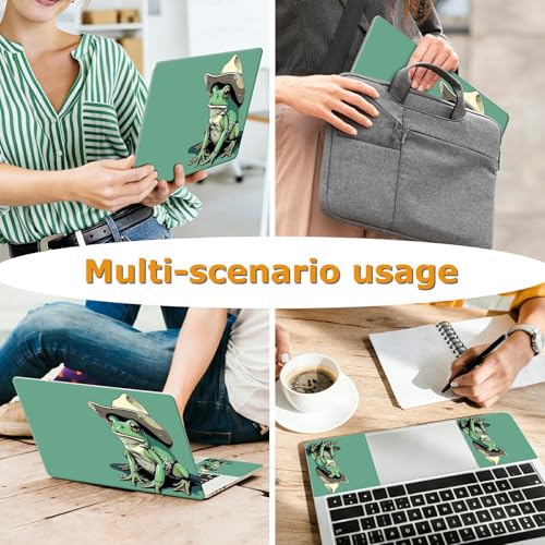 Universal Laptop Skin Sticker with 2 Wrist Pad Decals, 3-Piece Removable Vinyl Laptop Cover, Green Frog Waterproof Anti-Scratch, Easy-Trim Fit for 13.3" 14" 15.6" Laptops - color: Green Frog