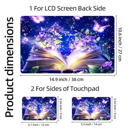 Aesthetic Laptop Skin Sticker, Magical Open Book Waterproof Vinyl Laptop Decal, Removable Bubble Free, Reusable Protective Cover for 13 14 15 15.6 Inch - color: Magical Open Book