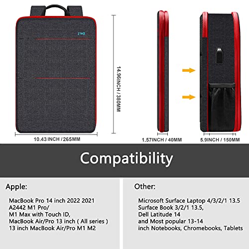 Slim & Expandable Laptop Backpack Water Resistant Backpack Travel Backpack Compatible with MacBook Air/Pro/Neo 13-14 inch, XPS 13/14, Surface 13.5" and Most 13-14 Notebooks，B01RD01 - color: B01rd01, size: 13"-14"