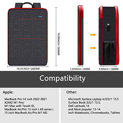 Slim & Expandable Laptop Backpack Water Resistant Backpack Travel Backpack Compatible with MacBook Air/Pro/Neo 13-14 inch, XPS 13/14, Surface 13.5" and Most 13-14 Notebooks，B01RD01 - color: B01rd01, size: 13"-14"