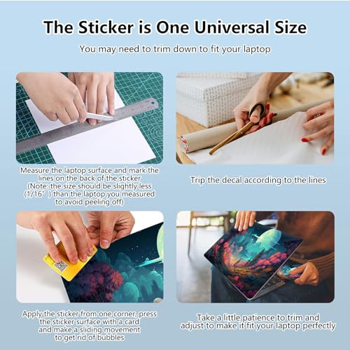Universal Laptop Skin Sticker with 2 Wrist Pad Skins, Waterproof Scratch Resistant Vinyl Laptop Cover Decal, Cut to Fit for 11–15.6 Inch MacBook HP Dell Lenovo, Fantasy Forest Full Moon - color: Fantasy Forest Full Moon