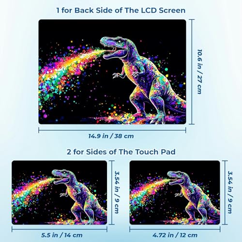 Reusable Universal Laptop Skin Sticker, Cut to Fit for 11.6–15.6 Inch Laptops, Waterproof Protective Film, No-Residue - Rainbow T-Rex - color: Rainbow T-Rex