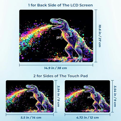 Reusable Universal Laptop Skin Sticker, Cut to Fit for 11.6–15.6 Inch Laptops, Waterproof Protective Film, No-Residue - Rainbow T-Rex - color: Rainbow T-Rex