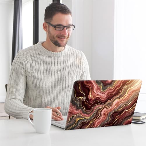 Universal Laptop Skin, DIY Cut-to-Fit Vinyl Cover Compatible with HP, Dell, Lenovo, Mac (13.3" to 15.6"), Anti-Scratch, No Residue & Bubble-Free Protective Decal Sticker, Burgundy Gold Marble - color: Burgundy Gold Marble