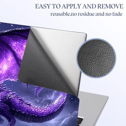 Universal Laptop Skin Sticker Decal,15.6 Inch Laptop Vinyl Cover for 13" 14" 15.6" Laptop,Scratch-Resistant Waterproof Protector Wrap,Reusable with Wrist Pads,Purple Dragon Moonlit - color: Purple Dragon Moonlit