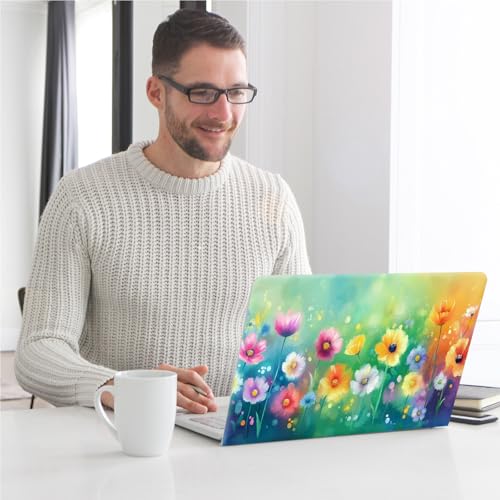 Universal Laptop Skin, DIY Cut-to-Fit Vinyl Cover Compatible with HP, Dell, Lenovo, Mac (13.3" to 15.6"), Anti-Scratch, No Residue & Bubble-Free Protective Decal Sticker, Colorful Wildflower - color: Colorful Wildflower