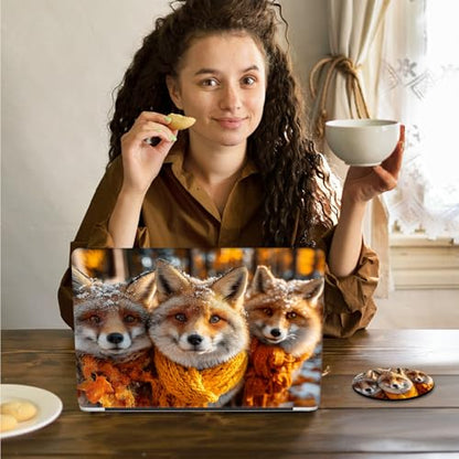 Laptop Skin Sticker Decal 15.6 Inch,12 13 13.3 14 15 15.6 in Laptop Netbook Skins for Notebook,Art Decal Removable Waterproof Scratch Resistant,Universal Vinyl Cover,Cute Fox Winter - color: Cute Fox Winter