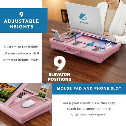 LAPGEAR Ergonomic Pro Lap Desk - Dusty Rose, Fits 15.6" Laptops - color: Dusty Rose, size: Ergonomic Pro 2.0
