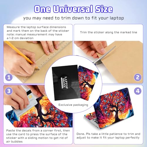 Universal Laptop Skin Sticker Decal, Compatible with MacBook HP Dell Lenovo 12"-15.6", Reusable Vinyl Notebook Cover 3PCS Set, High-Recognition Film-Sparking Clolorful Tree - color: Sparking Clolorful Tree