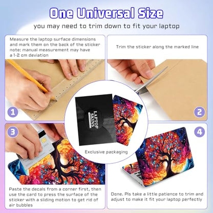 Universal Laptop Skin Sticker Decal, Compatible with MacBook HP Dell Lenovo 12"-15.6", Reusable Vinyl Notebook Cover 3PCS Set, High-Recognition Film-Sparking Clolorful Tree - color: Sparking Clolorful Tree