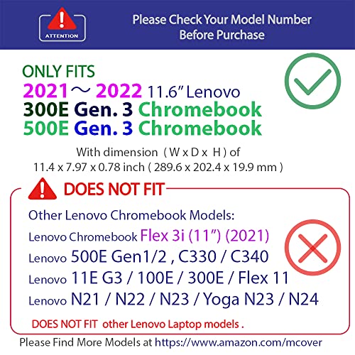 mCover Case Compatible for 2021~2022 11.6" Lenovo Chromebook 300E G3 / 500E Gen 3 Convertible Laptop ONLY (NOT Compatible for Other Lenovo Models) - Blue