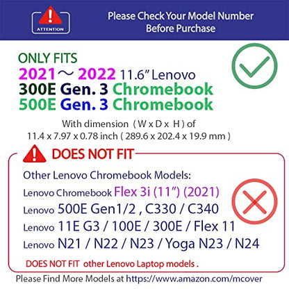 mCover Case Compatible for 2021~2022 11.6" Lenovo Chromebook 300E G3 / 500E Gen 3 Convertible Laptop ONLY (NOT Compatible for Other Lenovo Models) - Blue